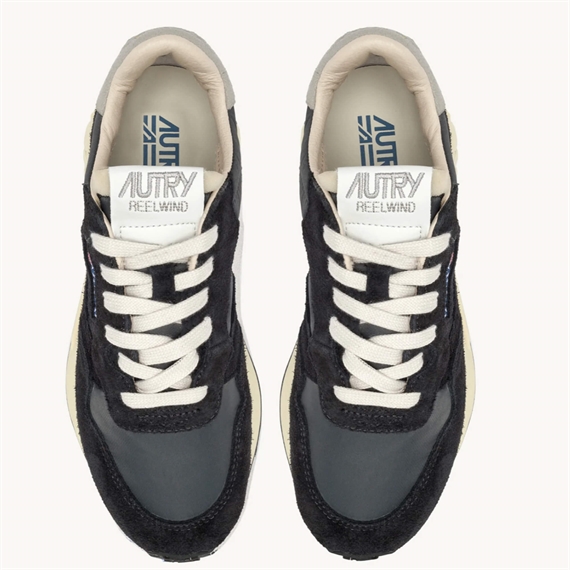 Autry Reelwind Low Sneakers, Black Nylon Suede 